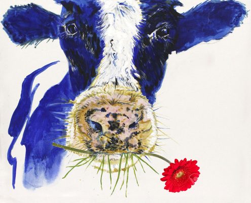 Cow with flower