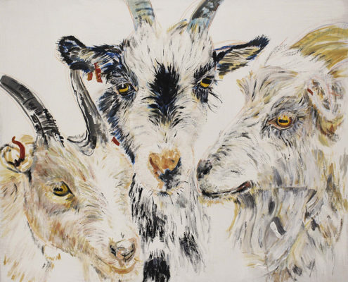 Claire’s goats 50x60cm. Billy and his friends
