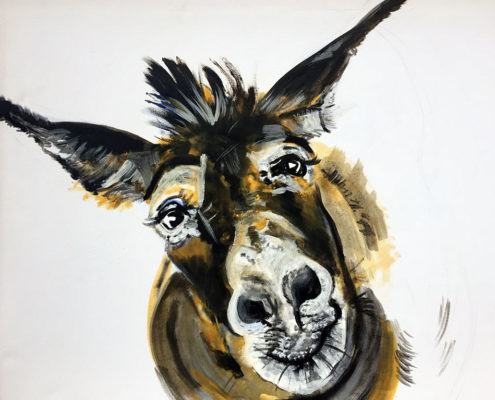 Derek the Donkey 50x60cm. Sam James Fine Art