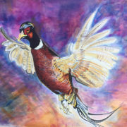Pheasant in flight. 50x60cm. Sam James Fine Art
