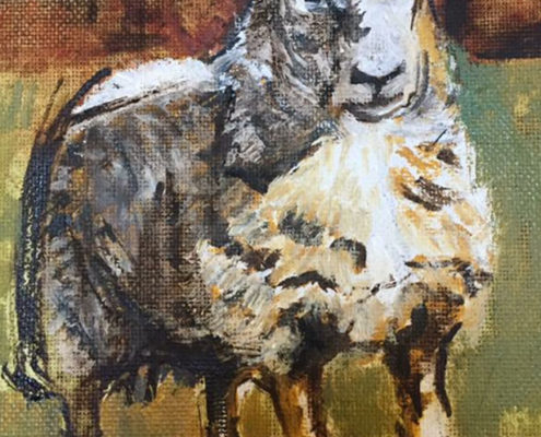 Jenny Sheep - Private Commission 25x30cm. Sam James Fine Art