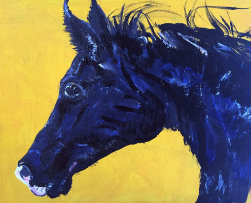 Yellow Horse for Rhys. Private Commission. 50x40cm. Sam James Fine Art